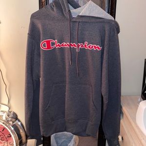 Dark grey small champion hoodie